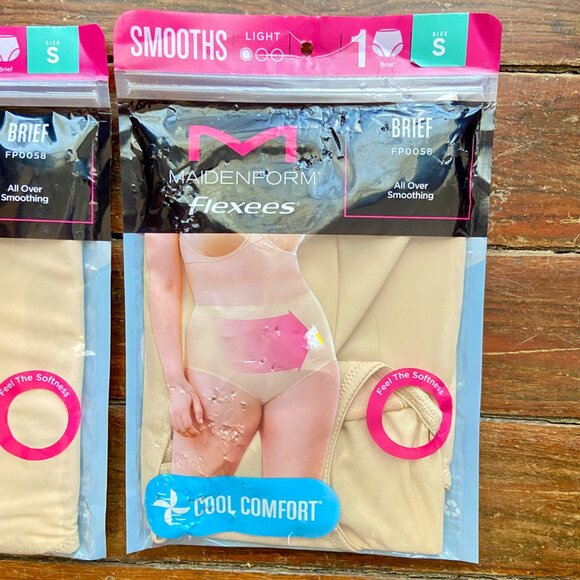 2 Pairs NWT Maidenform FLEXEES Shapewear Briefs Cool Comfort Light Small NEW - Picture 3 of 6